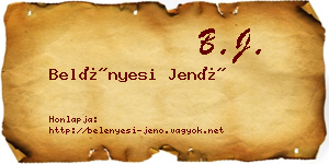 Belényesi Jenő névjegykártya